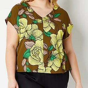 Worthington Plus Womens Vneck Blouse